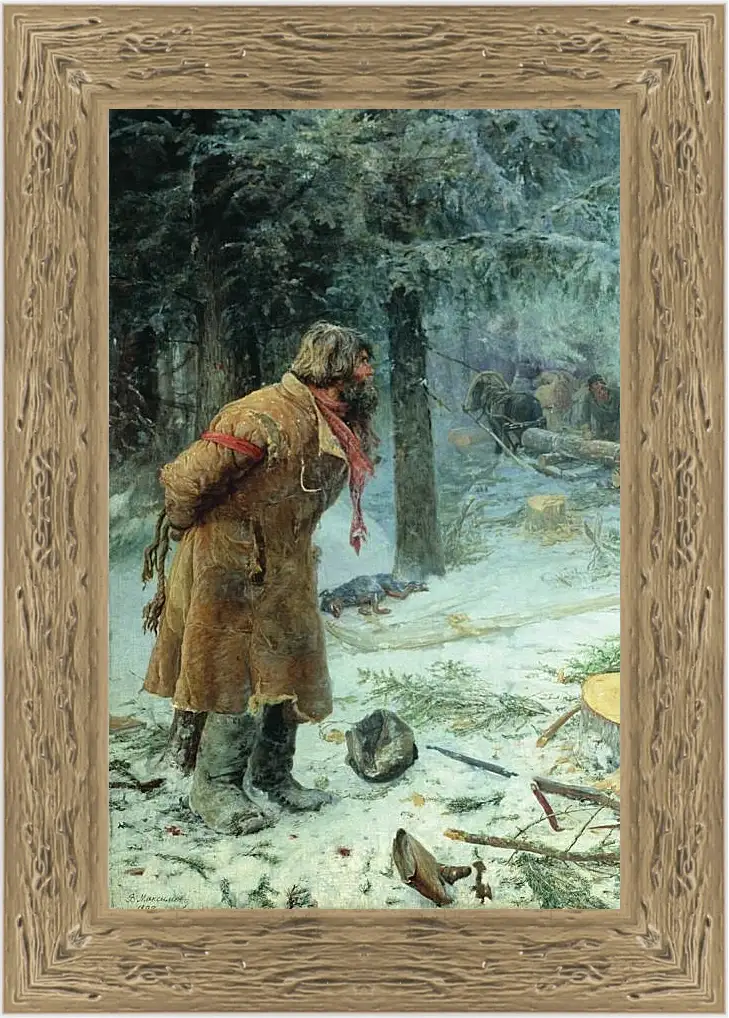 Картина в раме - Лесной сторож. Максимов Василий Максимович