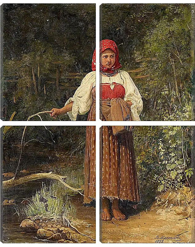 Модульная картина - Ферма девушка. Максимов Василий Максимович