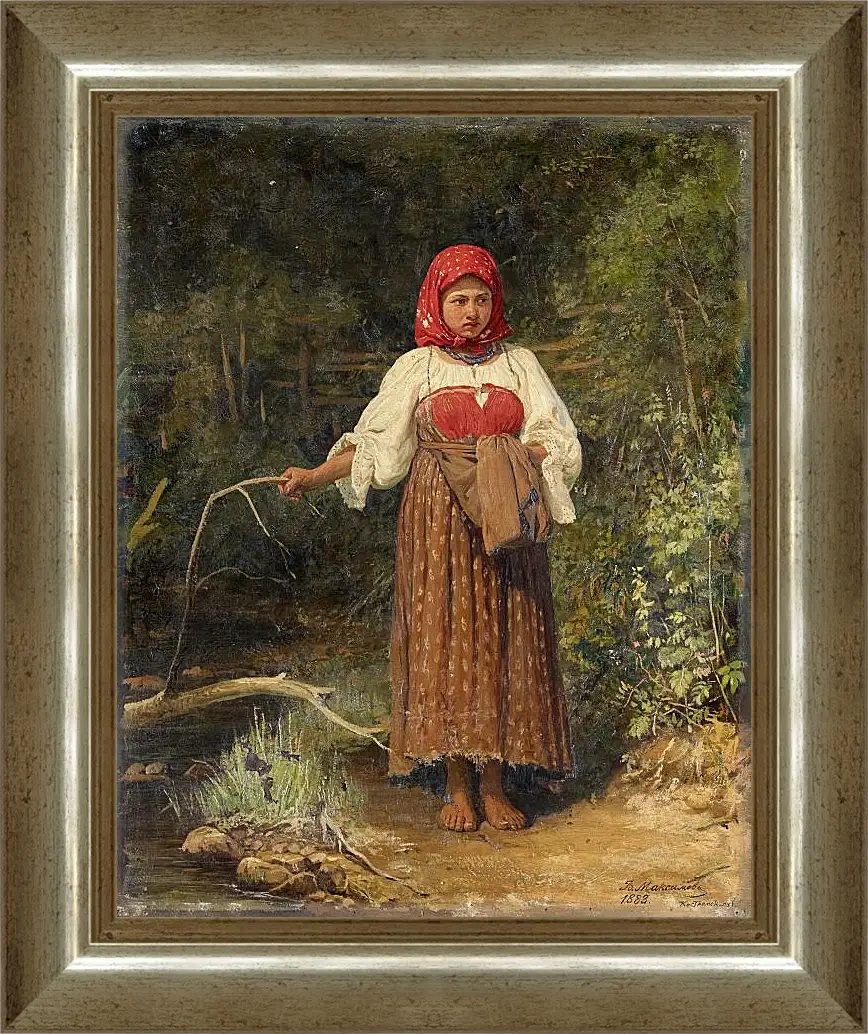 Картина в раме - Ферма девушка. Максимов Василий Максимович