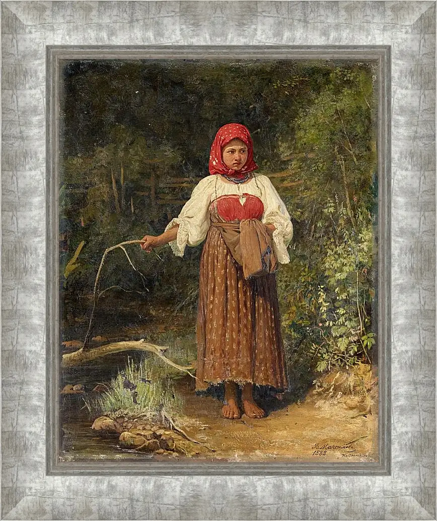 Картина в раме - Ферма девушка. Максимов Василий Максимович