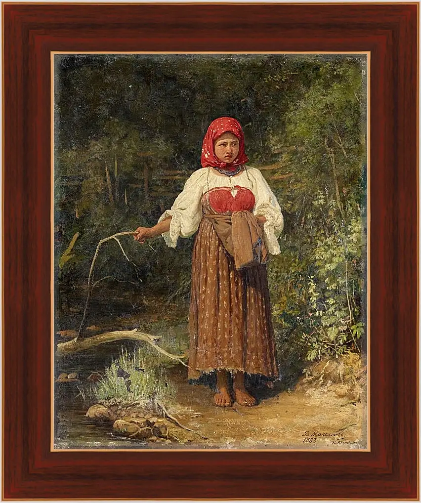Картина в раме - Ферма девушка. Максимов Василий Максимович