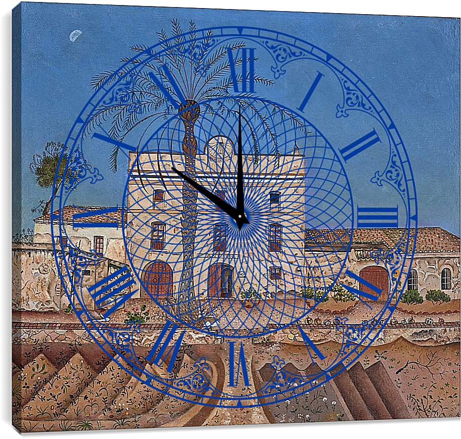 Часы картина - Дом с пальмой. Миро Жоан