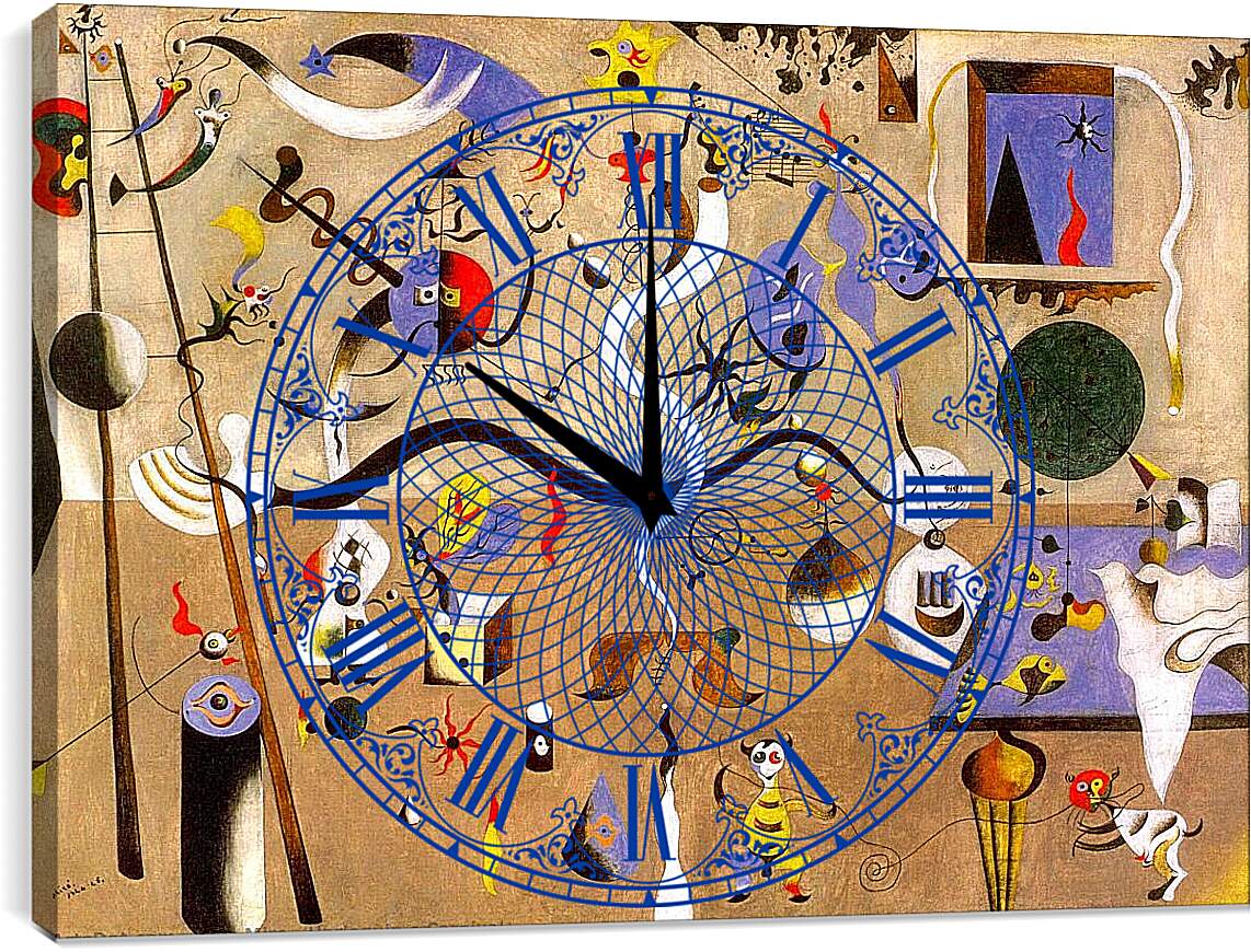 Часы картина - Карнавал Арлекина. Миро Жоан