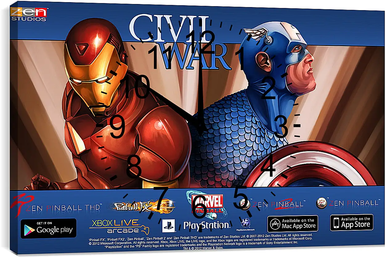 Часы картина - Marvel Pinball: Civil War
