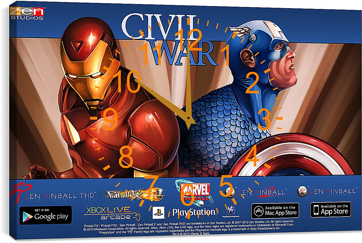 Часы картина - Marvel Pinball: Civil War
