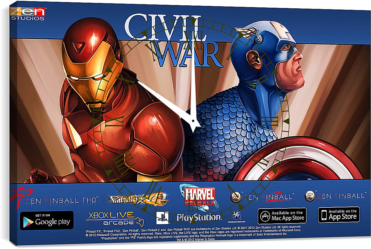 Часы картина - Marvel Pinball: Civil War

