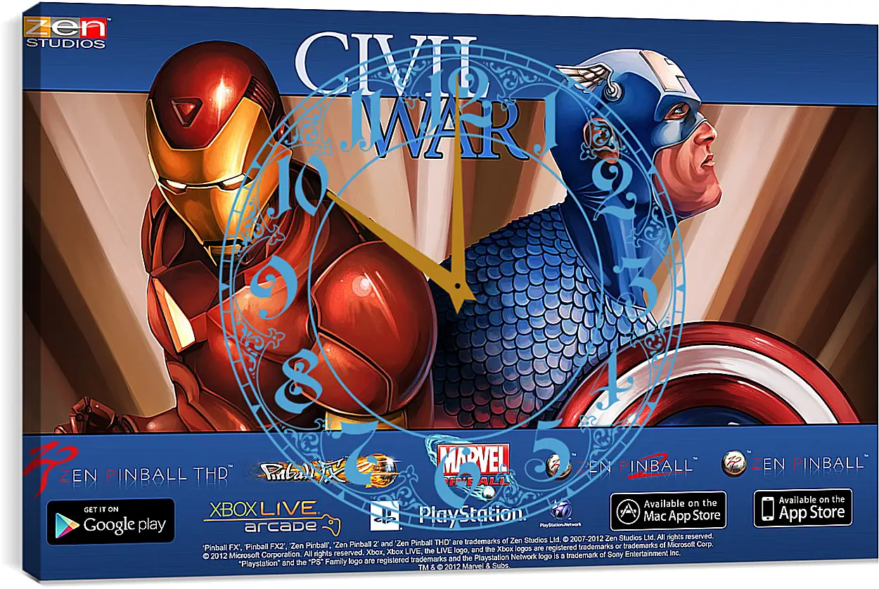 Часы картина - Marvel Pinball: Civil War
