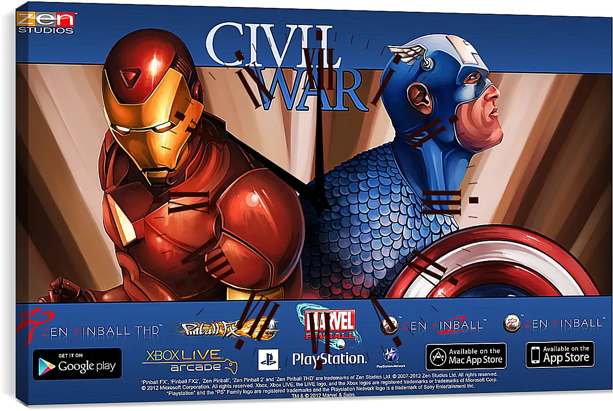 Часы картина - Marvel Pinball: Civil War
