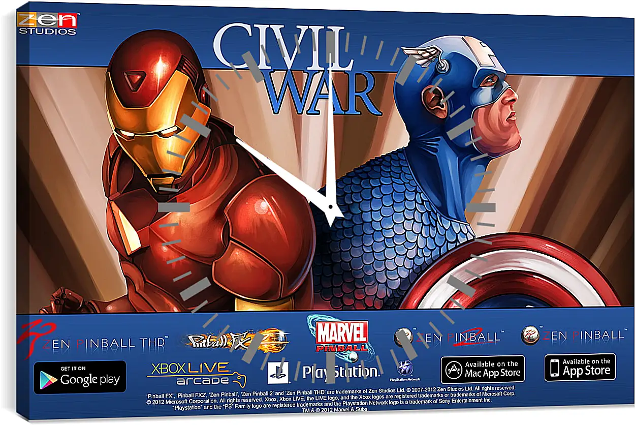 Часы картина - Marvel Pinball: Civil War
