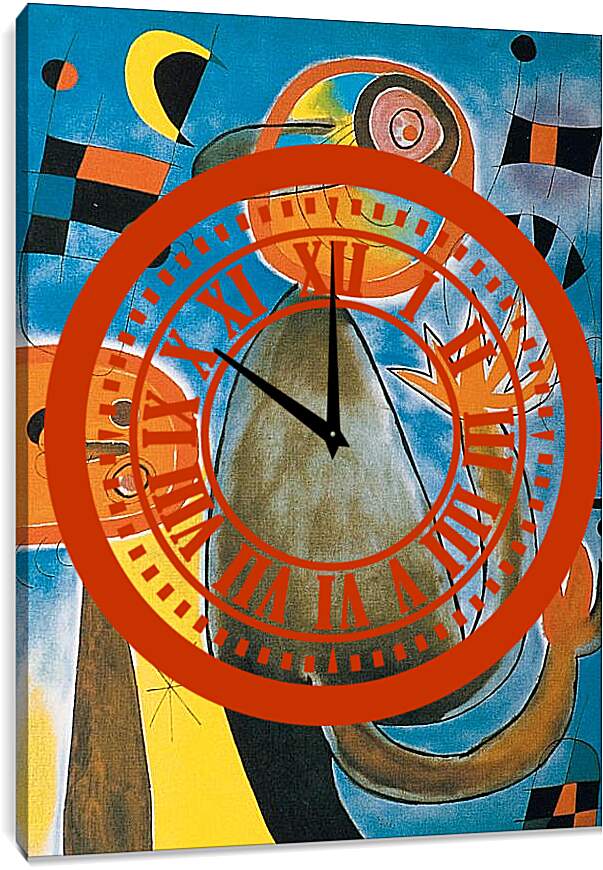 Часы картина - Лестницы через голубое небо в колесе огня. Миро Жоан