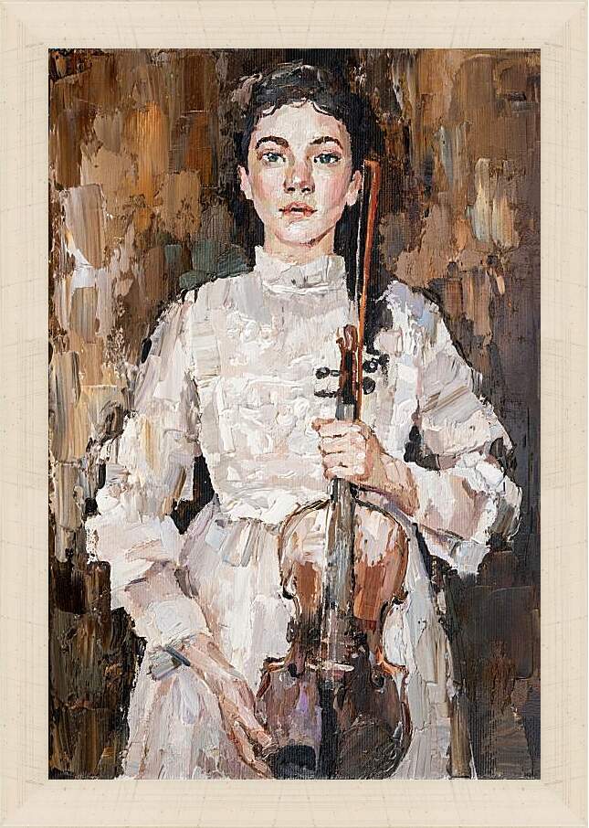 Картина в раме - Девочка со скрипкой