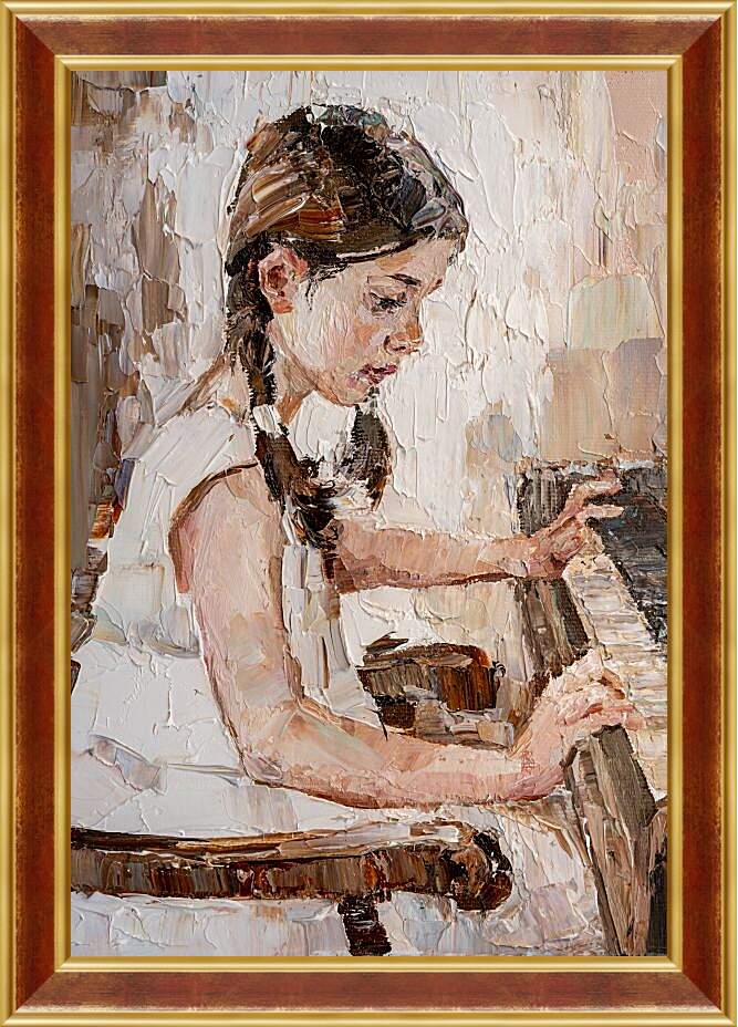Картина в раме - Девочка и рояль