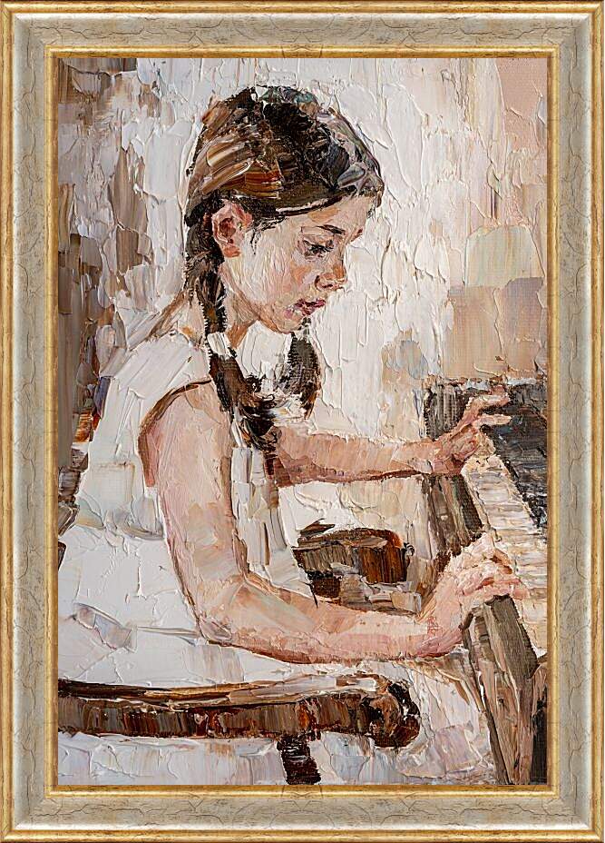 Картина в раме - Девочка и рояль