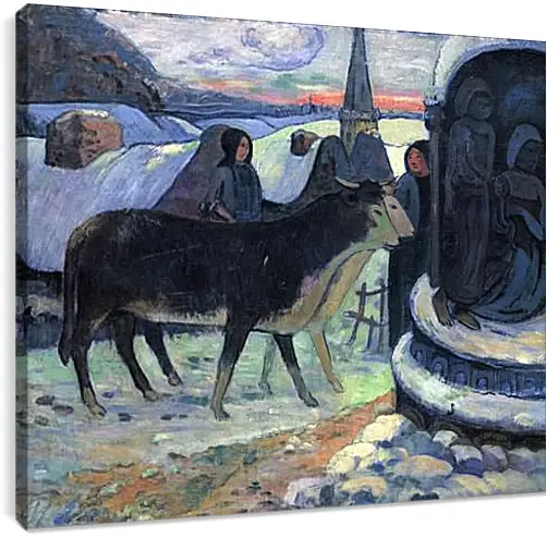 Постер и плакат - Christmas Night (The Blessing of the Oxen). Поль Гоген