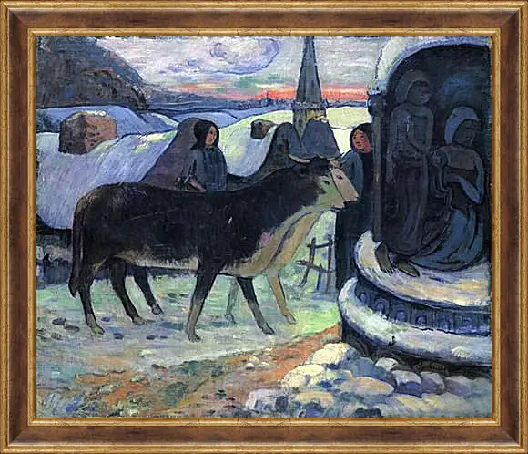 Картина в раме - Christmas Night (The Blessing of the Oxen). Поль Гоген