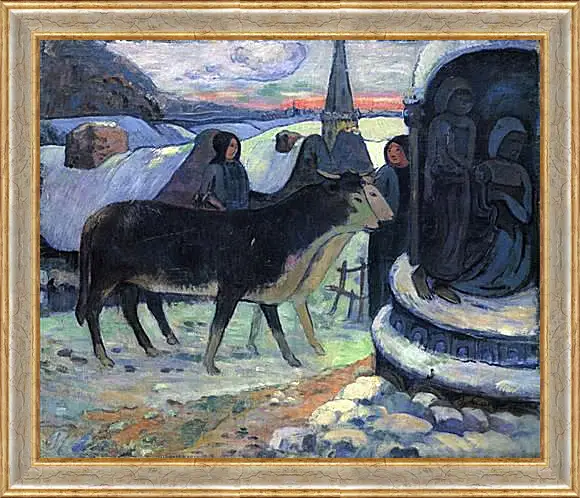 Картина в раме - Christmas Night (The Blessing of the Oxen). Поль Гоген