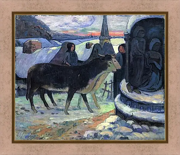 Картина в раме - Christmas Night (The Blessing of the Oxen). Поль Гоген