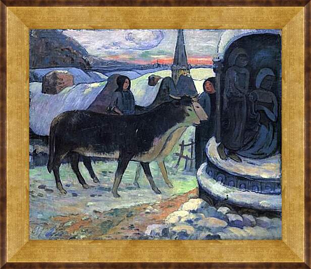 Картина в раме - Christmas Night (The Blessing of the Oxen). Поль Гоген
