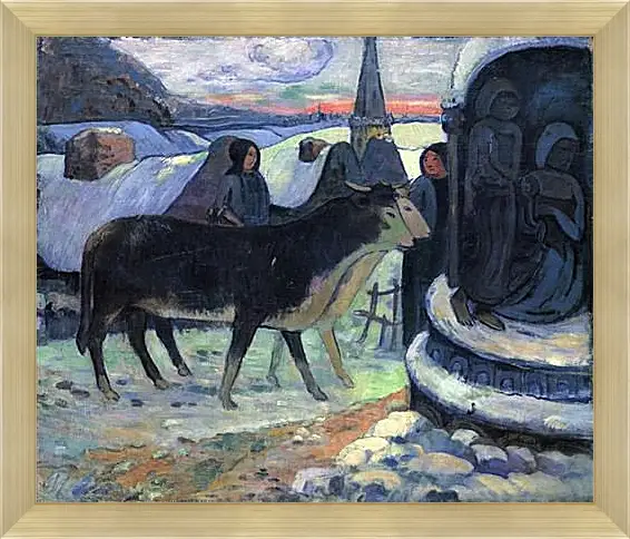 Картина в раме - Christmas Night (The Blessing of the Oxen). Поль Гоген