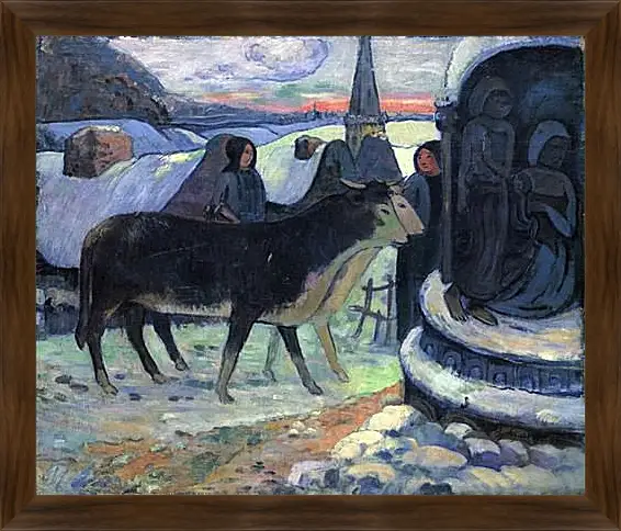 Картина в раме - Christmas Night (The Blessing of the Oxen). Поль Гоген