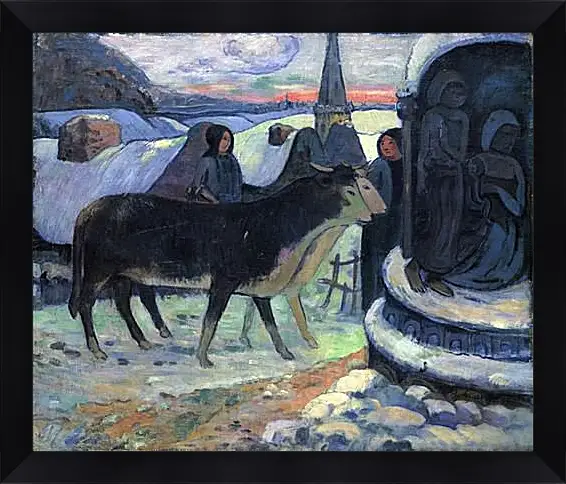 Картина в раме - Christmas Night (The Blessing of the Oxen). Поль Гоген