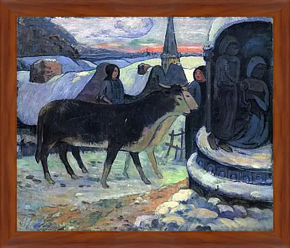 Картина в раме - Christmas Night (The Blessing of the Oxen). Поль Гоген