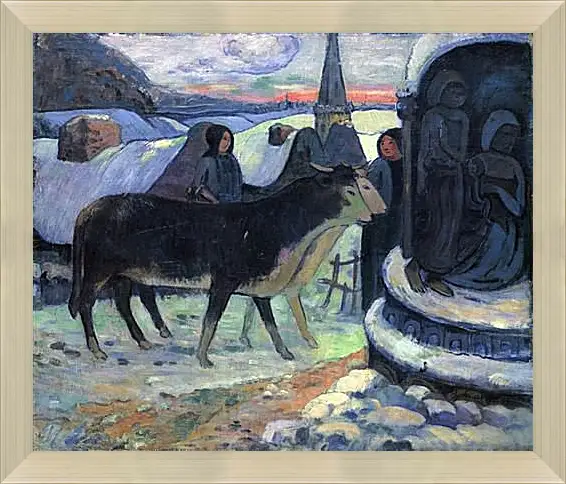 Картина в раме - Christmas Night (The Blessing of the Oxen). Поль Гоген