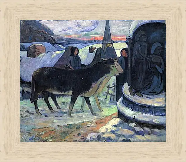 Картина в раме - Christmas Night (The Blessing of the Oxen). Поль Гоген