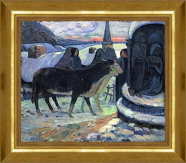 Картина в раме - Christmas Night (The Blessing of the Oxen). Поль Гоген