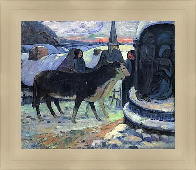 Картина в раме - Christmas Night (The Blessing of the Oxen). Поль Гоген