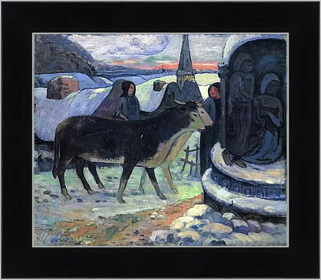 Картина в раме - Christmas Night (The Blessing of the Oxen). Поль Гоген