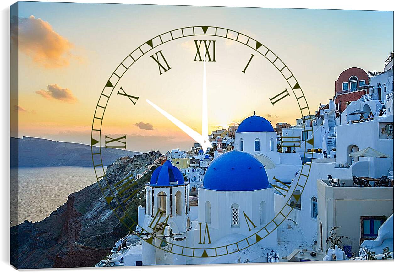 Часы картина - Остров. Санторини. Греция. Вечер