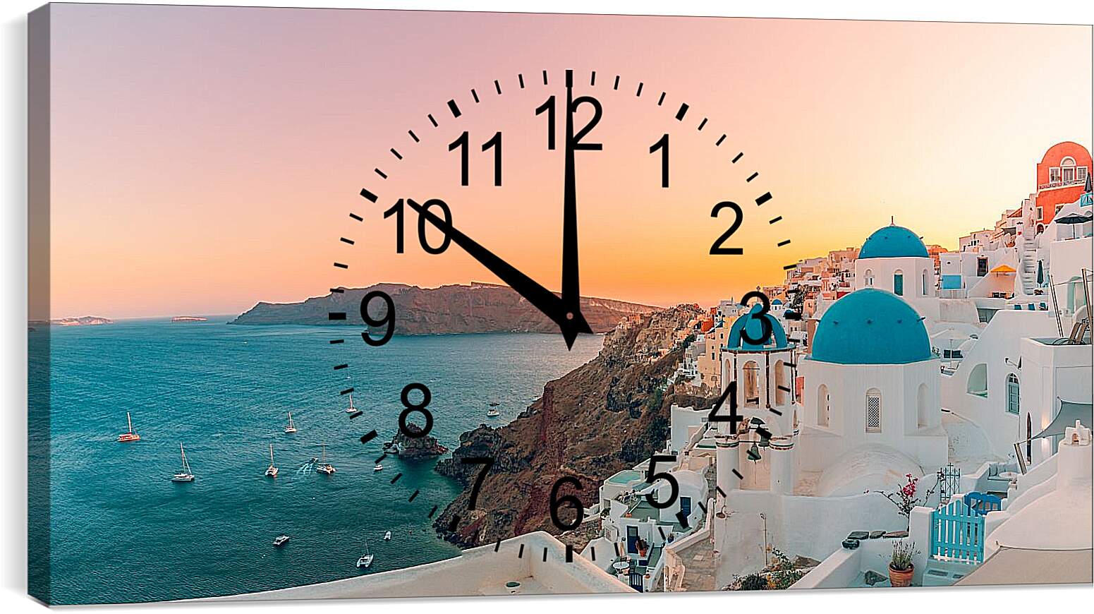 Часы картина - Остров. Санторини. Греция. Закат
