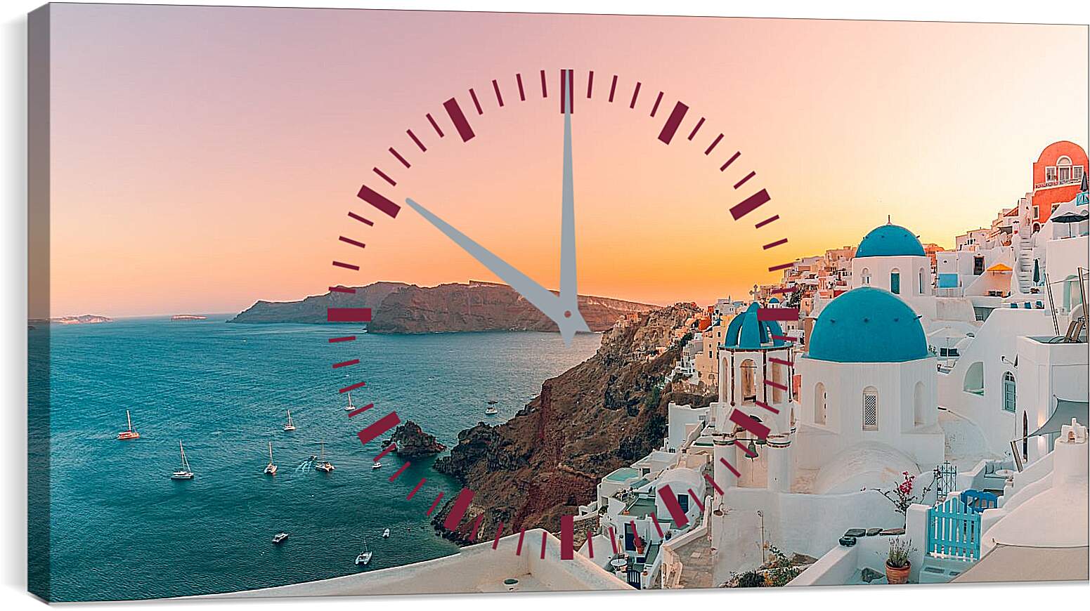 Часы картина - Остров. Санторини. Греция. Закат