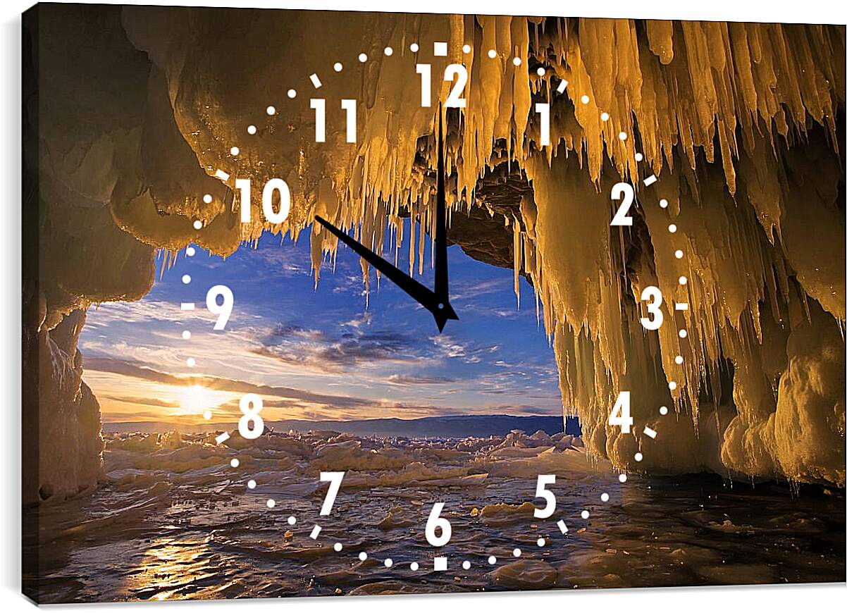Часы картина - Тающие сосульки на солнце. Байкал