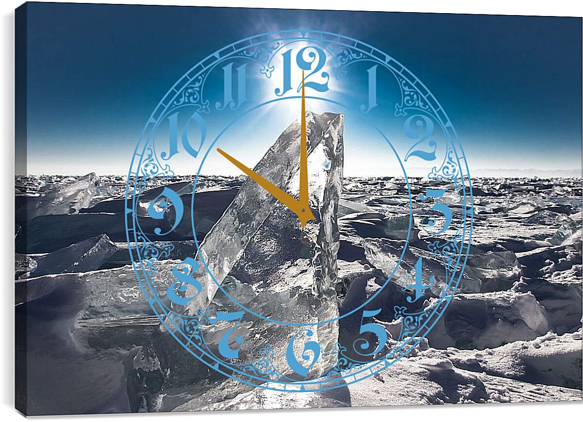 Часы картина - Лёд на озере. Байкал