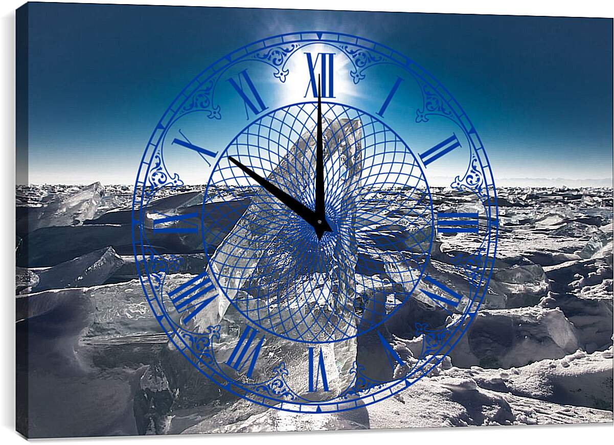 Часы картина - Лёд на озере. Байкал