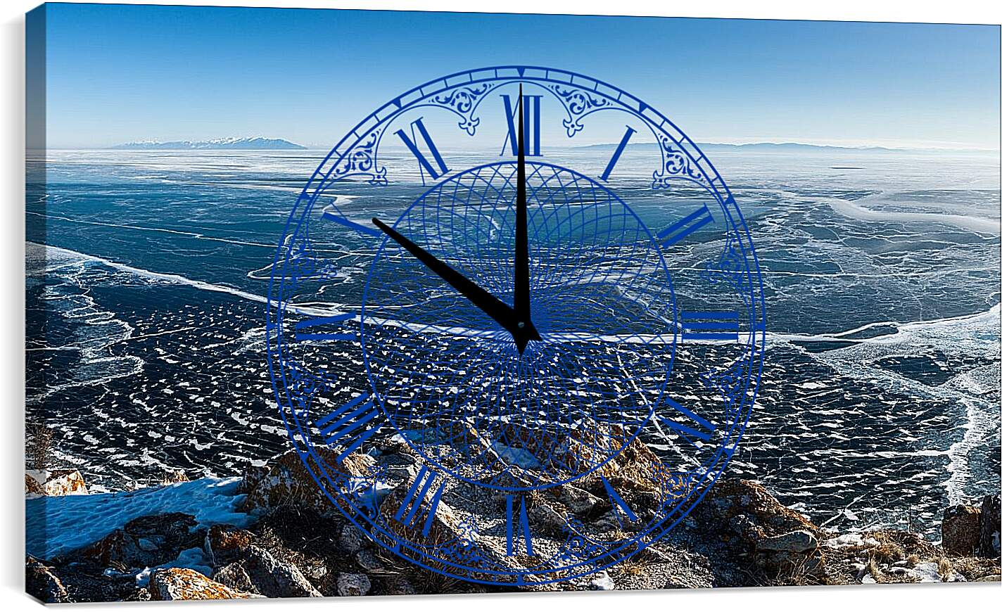 Часы картина - Озеро зимой. Байкал