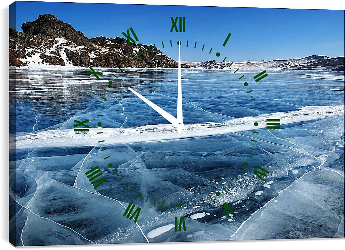Часы картина - Замёрзшее озеро. Байкал