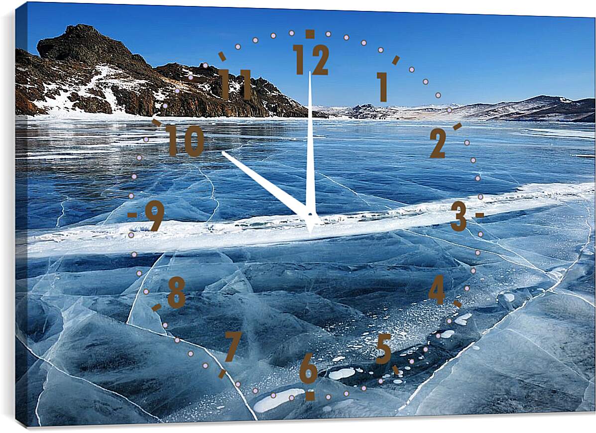 Часы картина - Замёрзшее озеро. Байкал