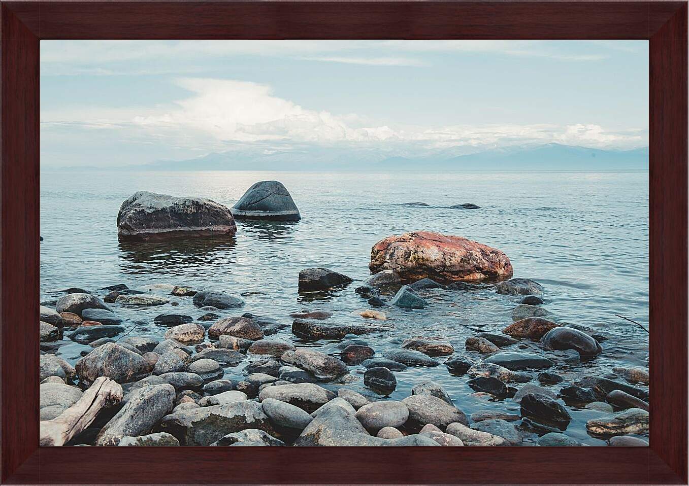 Картина в раме - Прибрежные камни. Байкал
