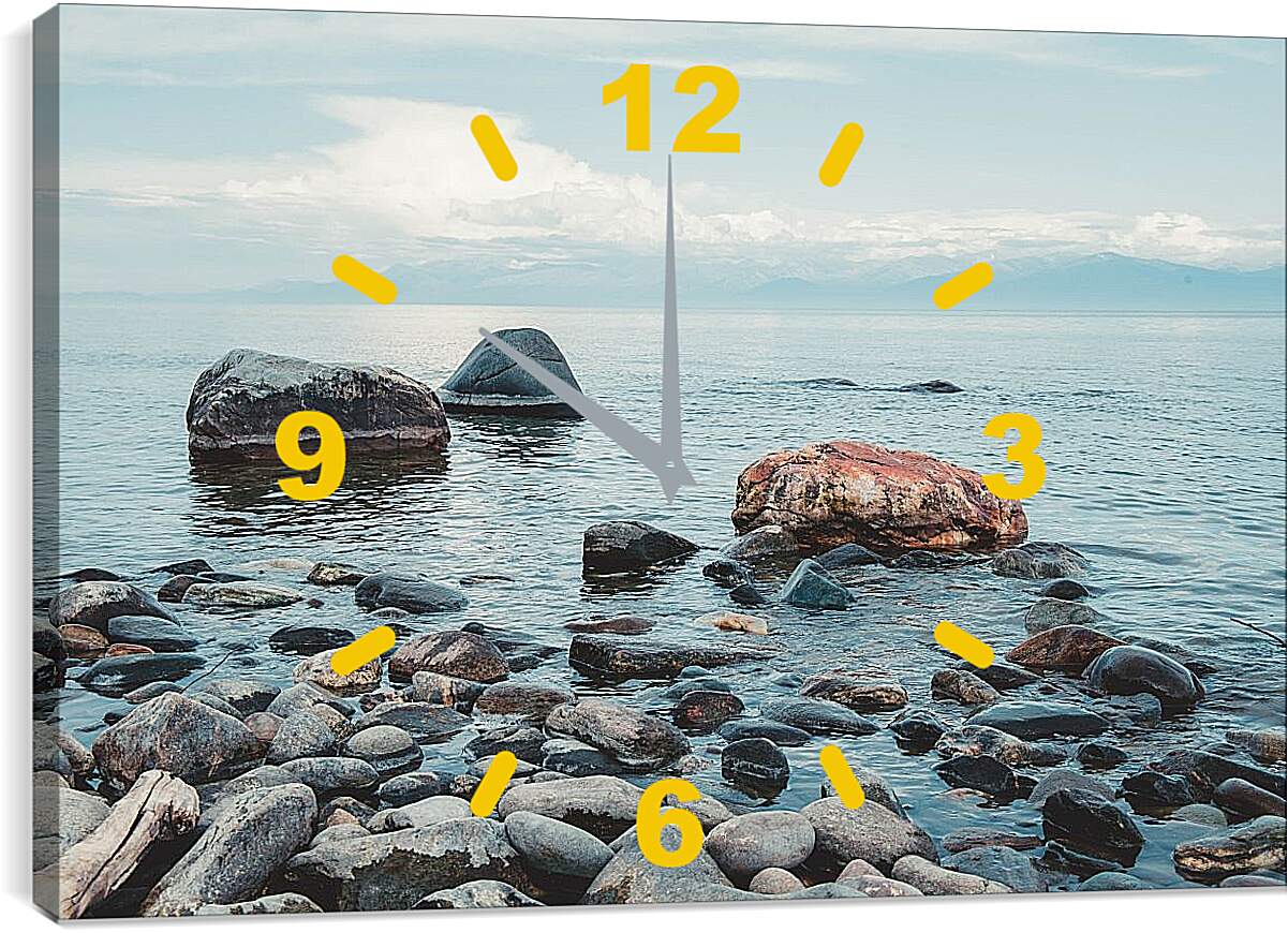 Часы картина - Прибрежные камни. Байкал