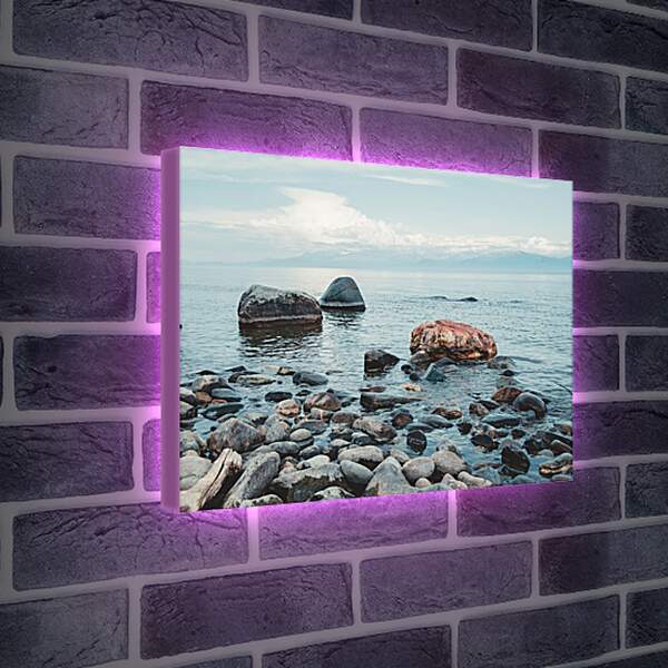 Лайтбокс световая панель - Прибрежные камни. Байкал