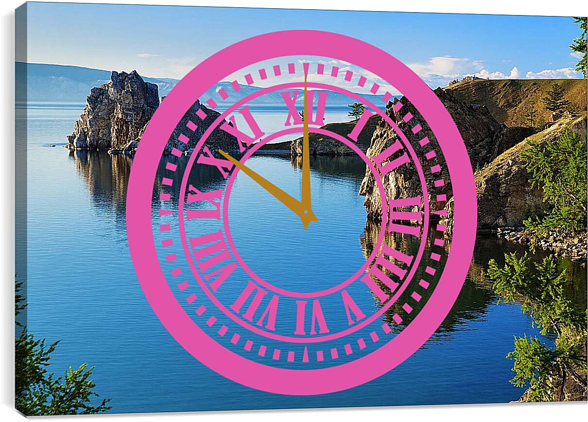 Часы картина - Ясный день на озере. Байкал