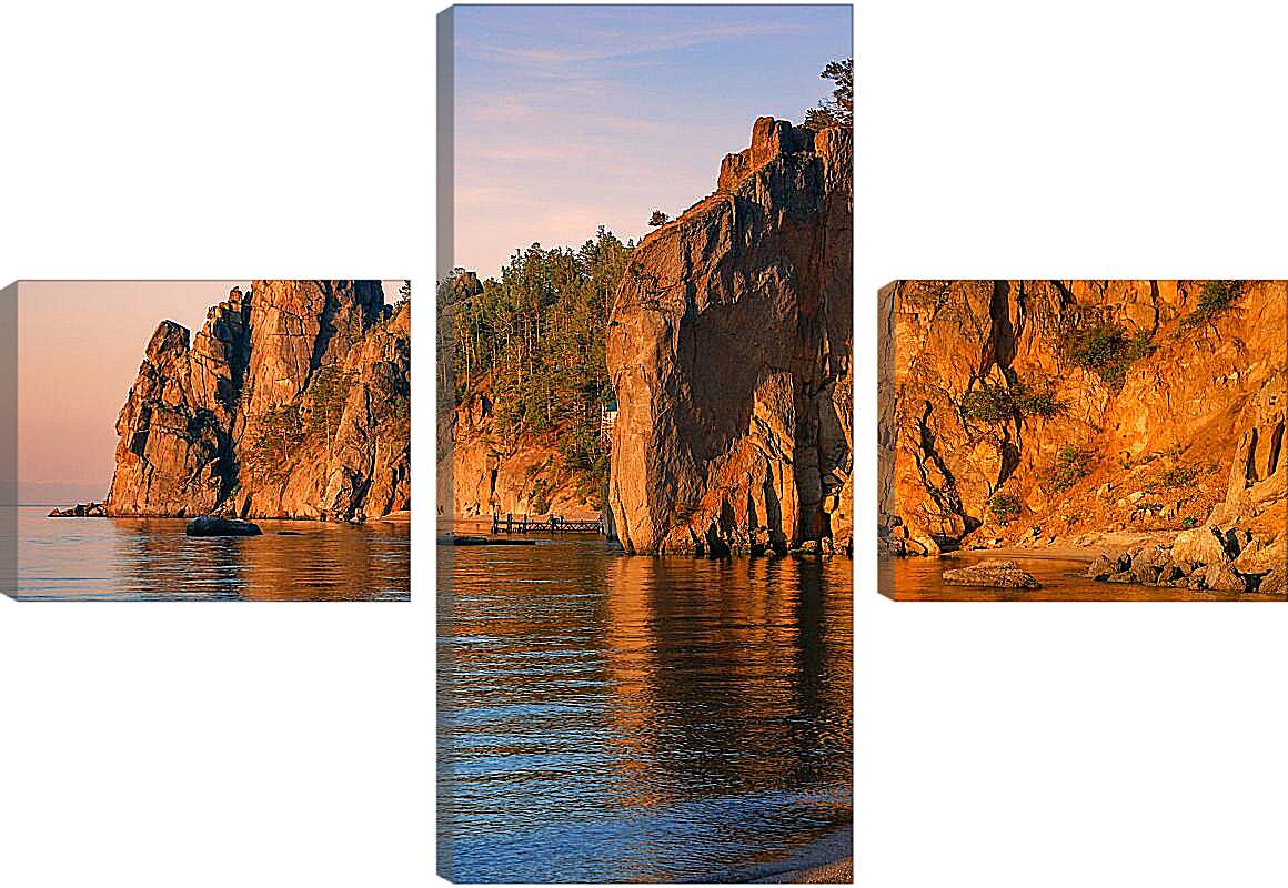 Модульная картина - Чайка на берегу озера. Байкал