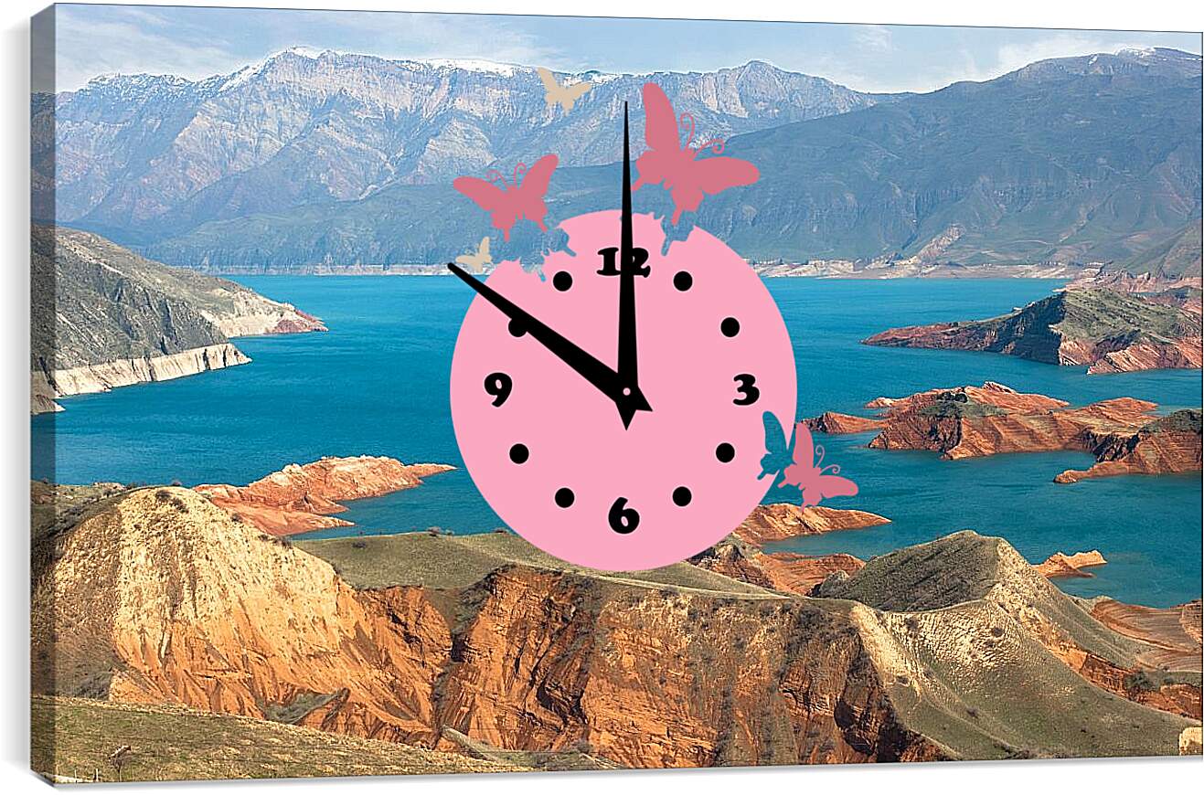 Часы картина - Скалистая местность озера. Байкал