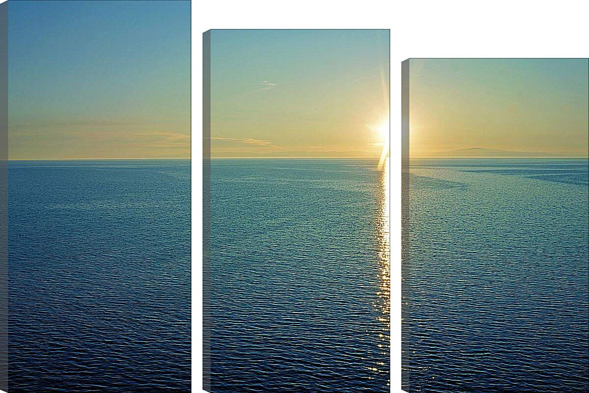 Модульная картина - Красивый закат на озере. Байкал