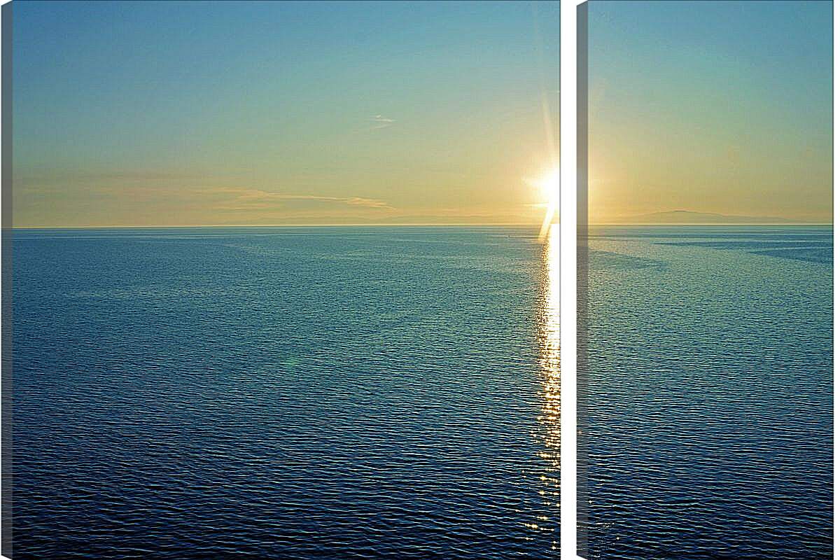 Модульная картина - Красивый закат на озере. Байкал
