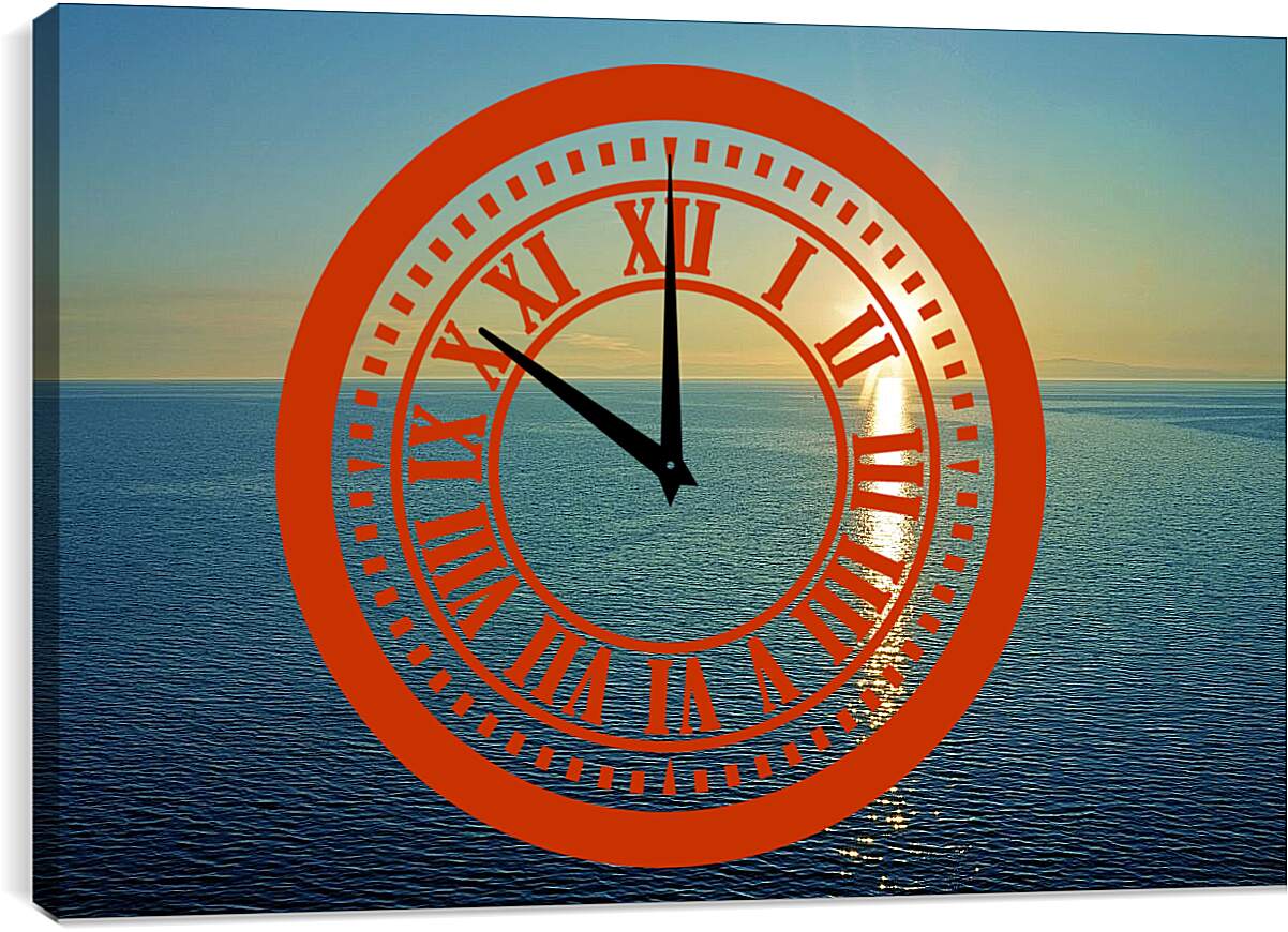 Часы картина - Красивый закат на озере. Байкал