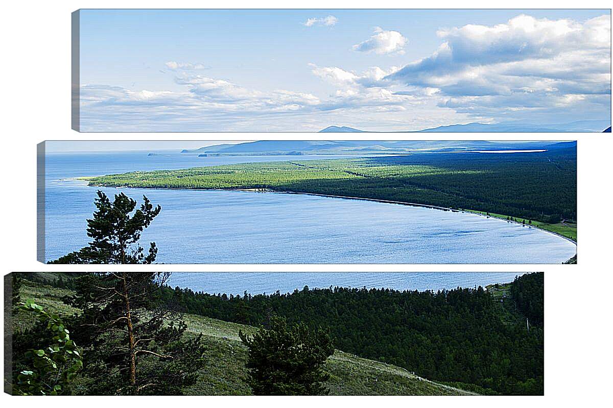 Модульная картина - Вид на летнее озеро. Байкал